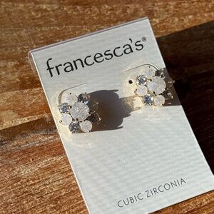 NWT Francesca's White and Silver Flower Earrings